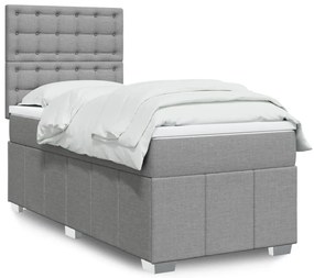 Cama com molas/colchão 80x200 cm tecido cinza-claro