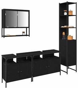 Conjunto de móveis de banheiro - 4 peças - em carvalho preto, feito de