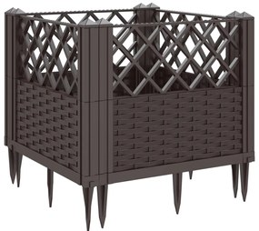 Vaso/floreira de jardim c/ estacas 43,5x43,5x43,5cm PP castanho