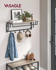 Cabide de parede com 5 ganchos 30 x 66 x 27 cm greige-preto