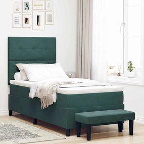 vidaXL Cama Box Spring com Colchão & Banco Verde Escuro 90x190 cm Veludo
