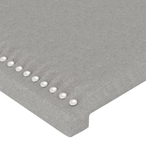 Cabeceira cama c/ luzes LED tecido 203x16x118/128cm cinza-claro