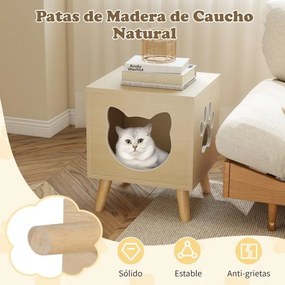 Móvel para Caixa de areia para gatos (NÃO INCLUIDA) 45 x 40 x 54 cm com tampa removível Orifício e janela para gatos natural