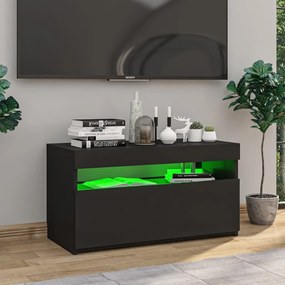 Móvel de TV com luzes LED 75x35x40 cm preto
