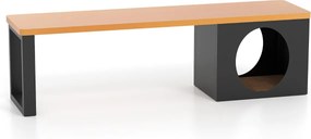 Banco de metal para exterior com 150 cm de comprimento, com casa para gatos, almofada para arranhar e assento com capacidade para 450 kg café e cinza