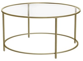 Mesa de centro redonda VASAGLE, mesa de vidro com estrutura de aço, mesa de sala de estar, mesa de sofá, vidro temperado, dourado LGT21G