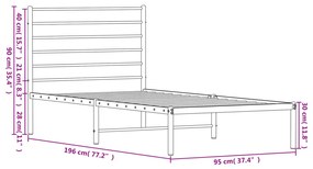 Estrutura de cama com cabeceira 90x190 cm metal branco