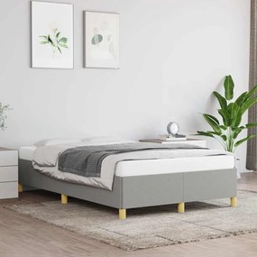 Estrutura de cama sem colchão cinza claro tecido