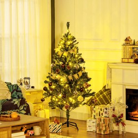 Árvore de Natal Artificial com 100 Luzes LED 472 Ramos e 80 Decorações para Interior Aço Ø91x150 cm Verde