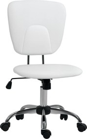 Vinsetto Cadeira de Escritório Giratória Couro PU Altura Ajustável Função Basculante Confortável Moderno 50x54x87,5-96,5cm Branco | Aosom Portugal