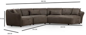 Sofá de Canto Mentis – Castanho – 360x108x79 cm