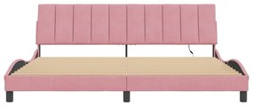 Estrutura de cama c/ luzes LED 200x200 cm veludo rosa
