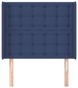 Cabeceira de cama c/ abas tecido 93x16x118/128 cm azul