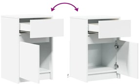 Mesa de cabeceira com luzes LED derivados de madeira branco