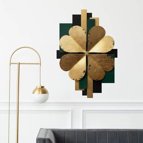 Autocolante Trevo-de-quatro-folhas – Felicidade metálica e contraste esmeralda