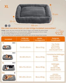 Cama ortopédica grande para cães, 106 x 75 x 20 cm cinzento-chumbo