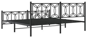 Estrutura de cama com cabeceira e pés 193x203 cm metal preto
