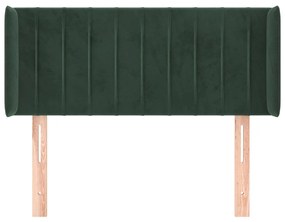 Cabeceira de cama c/ abas veludo 103x16x78/88cm verde-escuro