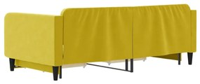 Sofá-cama com gavetão e gavetas 100x200 cm veludo amarelo