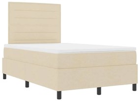 Cama com Estrado e Colchão, Luz LED, Creme, 120 x 200 cm, Tecido