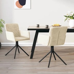 vidaXL Cadeiras de jantar giratórias 2 pcs veludo cor creme