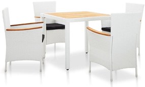 5 pcs conjunto de jantar para exterior vime PE branco