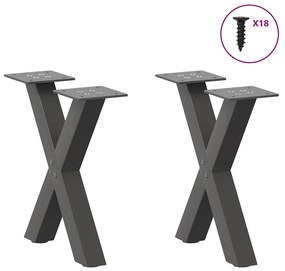 Pés para mesa de centro em formato de X, 2 peças, antracite, 30x(30-31