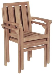 Cadeiras de jardim empilháveis 2 pcs madeira teca maciça