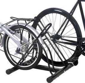 Suporte para bicicletas com 2 lugares, para instalação no chão em aço ou na parede exterior, 61,4 x 54 x 57,5 cm, preto