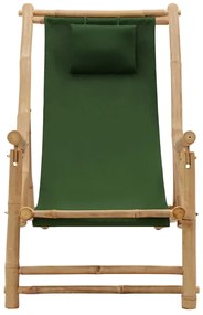Cadeira de terraço de bambu e lona verde