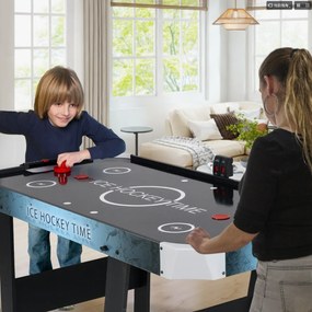 Mesa de hóquei de ar com marcador eletrónico Motor de 12 V 2 discos e 2 empurradores Jogo de hóquei de pé 144 x 68 x 79 cm Preto
