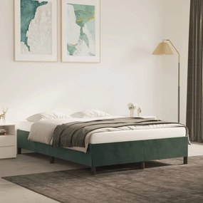 Estrutura de cama sem colchão 140x190 cm veludo verde-escuro