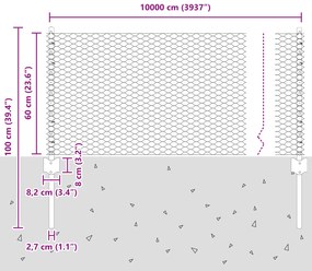 Postes de Cerca vidaXL 11 pcs U-Channel 60 cm Aço Galvanizado, Cerca H