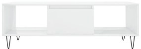 Mesa de centro 104x60x35 cm derivados madeira branco brilhante