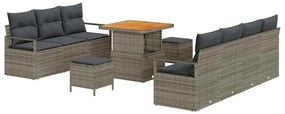 Conjunto de Sofá de Jardim vidaXL de 10 Peças com Almofadas Cinza Ratt