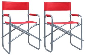 vidaXL Cadeiras de realizador 2 pcs aço vermelho
