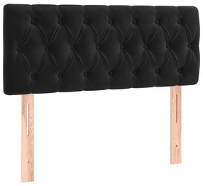 Cabeceira de cama c/ luzes LED veludo 100x7x78/88 cm preto