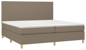 Cama box spring colchão/LED 200x200cm tecido cinza-acastanhado