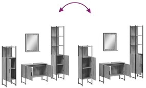 4 pcs conj. móveis casa de banho derivados madeira cinza sonoma