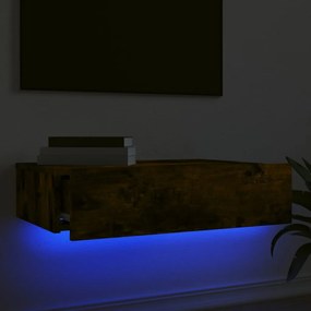 Móvel de TV com luzes LED 60x35x15,5 cm carvalho fumado