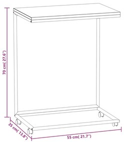 Mesa de apoio c/ rodas 55x35x70 cm derivados de madeira preta