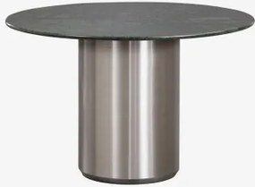 Mesa De Jantar Redonda Ø120 Cm Luceida Mármore Verde Udaipur & Aço Inoxidável Escovado - Sklum