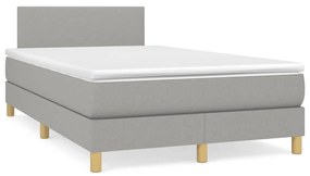 vidaXL Cama box spring c/ colchão e LED 120x190 cm tecido cinza-claro