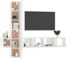5 pcs conjunto de móveis de TV derivados de madeira branco