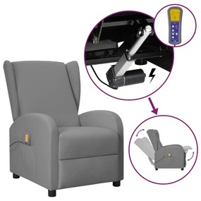 vidaXL Poltrona reclinável elevatória massagens couro artificial cinza