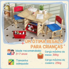 AIYAPLAY Mesa e Cadeiras para Crianças de 3 Peças Mesa Infantil com 2