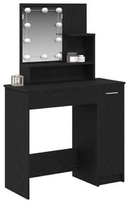 Mesa de Maquiagem LED em Carvalho Preto - 86,5 x 35 x 136 cm