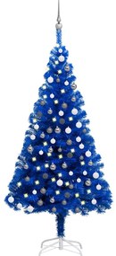 Árvore Natal artificial pré-iluminada c/ bolas 120cm PVC azul