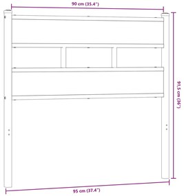 Cabeceira de cama 90 cm derivados madeira/ferro carvalho fumado