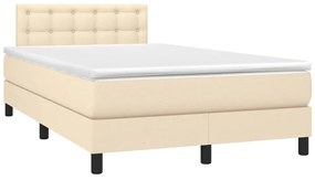 Cama box spring c/ colchão e LED 120x200 cm tecido cor creme